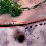 INVASIÓN. Vista aérea reciente de una zona intangible invadida en el complejo arqueológico Chankillo, en la provincia de Casma, Áncash. Este sitio fue declarado Patrimonio Mundial de la Humanidad por la Unesco este año.